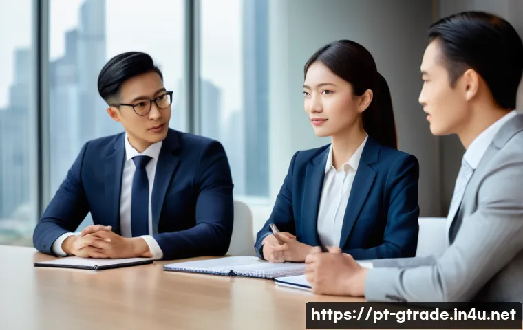 무역 전문가의 계약 협상 성공 전략 - A professional international business negotiation scene featuring diverse participants from Asia and...