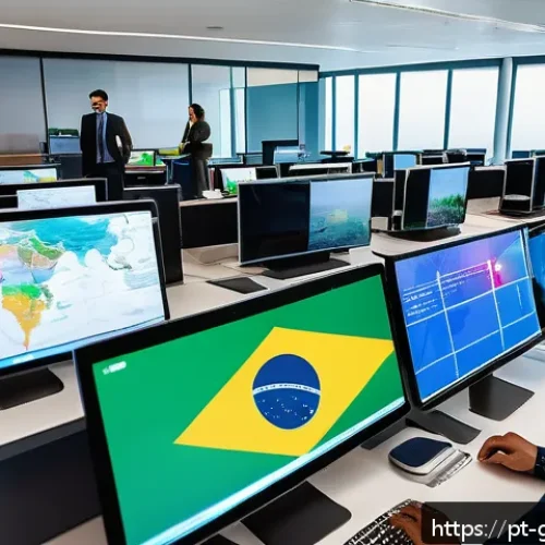 Home 15 해외 시장 조사 및 전략 수립 방법 - A vibrant and dynamic digital marketing office scene focused on international expansion, showing a d...